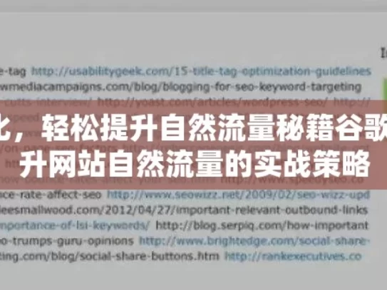 掌握谷歌 SEO 优化，轻松提升自然流量秘籍谷歌SEO优化秘籍，提升网站自然流量的实战策略